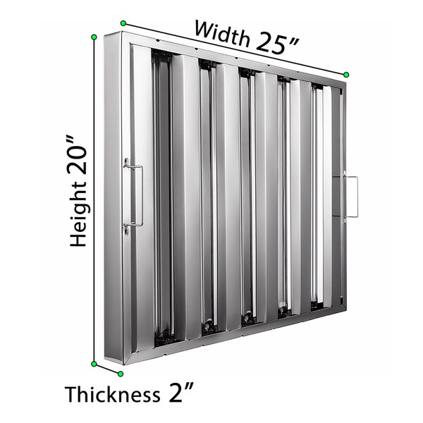 Amgood 25 in. x 20 in. x 2 in.  Stainless Steel Hood Filter, 6PK - SSHF-2520-6PK-Z