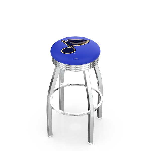 Holland Bar Stool Co 30" Chrome St Louis Blues Swivel Bar Stool, Accent Ring - L8C3C30STLBLU