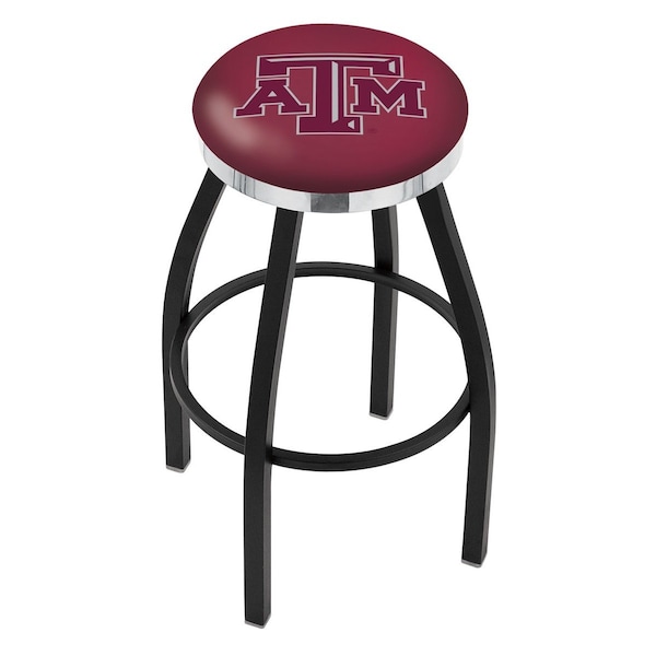 Holland Bar Stool Co 25" Blk Wrinkle Texas A&M Swivel Bar Stool, Chrome Ring - L8B2C25TEXA-M