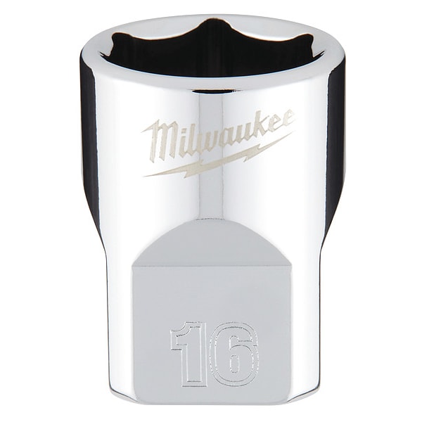 Milwaukee Tool 3/8 in. Drive 16mm Metric 6-Point Socket with FOUR FLAT Sides - 45-34-9086