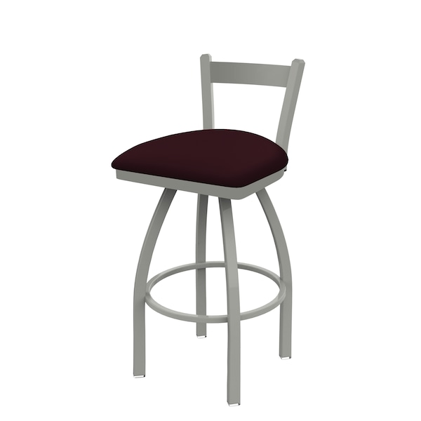 Holland Bar Stool Co 30" Low Back Swivel Bar Stool, Nickel Finish, Canter Bordeaux Seat - 82130AN005