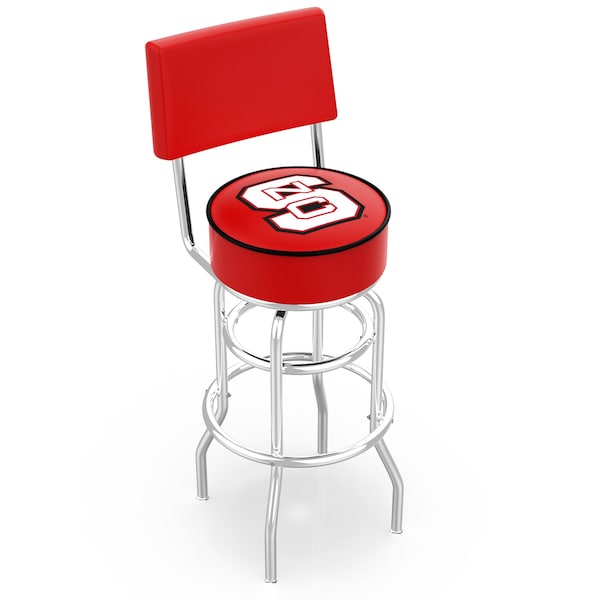 Holland Bar Stool Co 30" Chrome 2-Ring North Carolina State Swivel Bar Stool, Back - L7C430NCARST