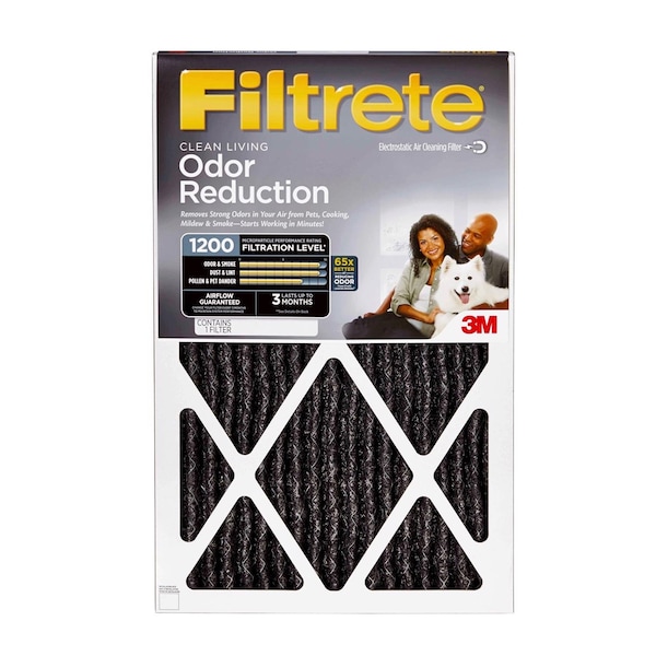 B & K Filtrete Odor Reduction 16 in. W X 20 in. H X 1 in. D Carbon 11 MERV Pleated Air Filter 1 pk - HOME00-4