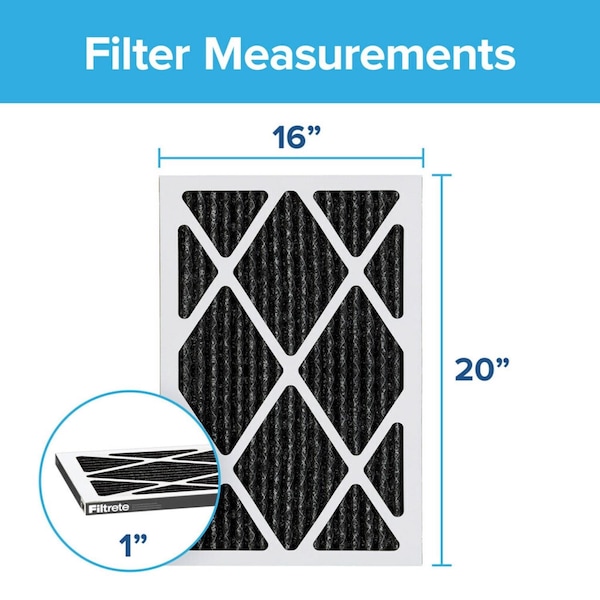 B & K Filtrete Odor Reduction 16 in. W X 20 in. H X 1 in. D Carbon 11 MERV Pleated Air Filter 1 pk - HOME00-4