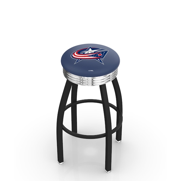 Holland Bar Stool Co 30" Blk Wrinkle Columbus Blue Jackets Swivel Bar Stool, Chrome Ring - L8B3C30COLBLU