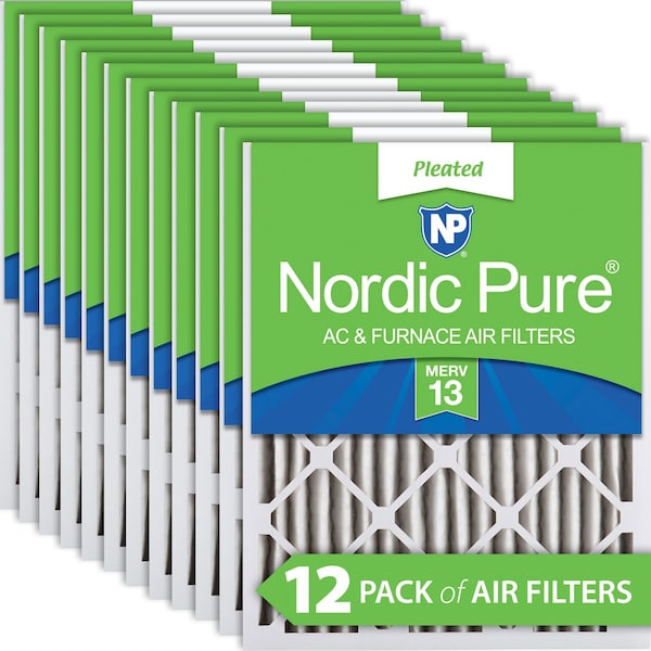 Nordic Pure 20x20x2 Pleated Air Filter, High Capacity, Electrostatically Charged Synthetic Media, MERV 13 - 20X20X2M13-12