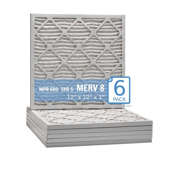 Purolator 12x12x1 Pleated Air Filter, MERV 8, 6 PK - 12X12X1X1 HI (6 PACK)