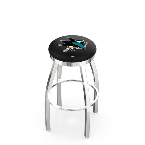 Holland Bar Stool Co 30" Chrome San Jose Sharks Swivel Bar Stool, Accent Ring - L8C2C30SJSHAR
