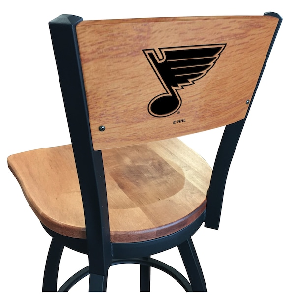 Holland Bar Stool Co 30" Blk Wrinkle St Louis Blues Swivel Bar Stool, Laser Engraved Back - L03830BWMEDMPLASTLBLUMEDMPL