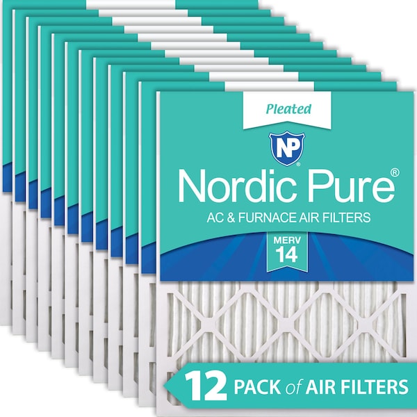 Nordic Pure 20x22x1 Pleated Air Filter, High Capacity, Electrostatically Charged Synthetic Media, MERV 14 - 20X22X1M14-12