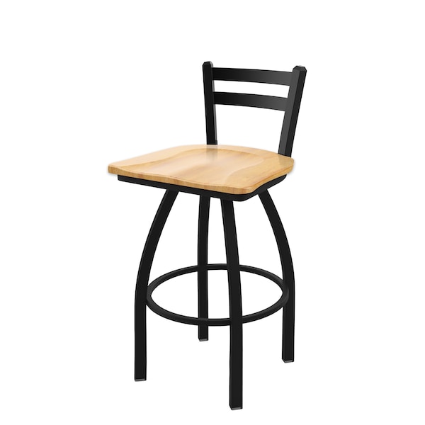 Holland Bar Stool Co 30" Low Back Swivel Bar Stool, Black Wrinkle, Nat Maple Seat - 41130BWNATMPL