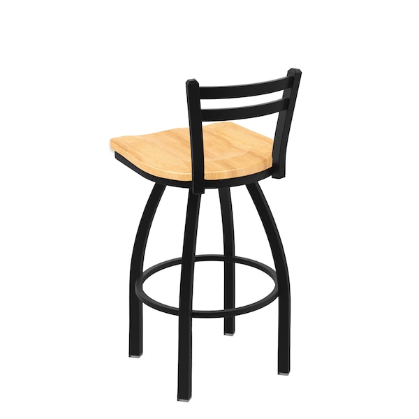 Holland Bar Stool Co 30" Low Back Swivel Bar Stool, Black Wrinkle, Nat Maple Seat - 41130BWNATMPL