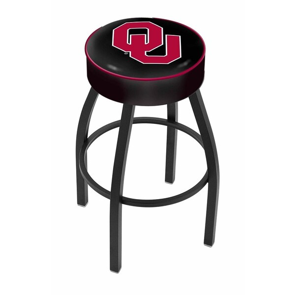 Holland Bar Stool Co 30" 4" Oklahoma Cushion Seat, Blk Wrinkle Base Swivel Bar Stool - L8B130OKLHMA