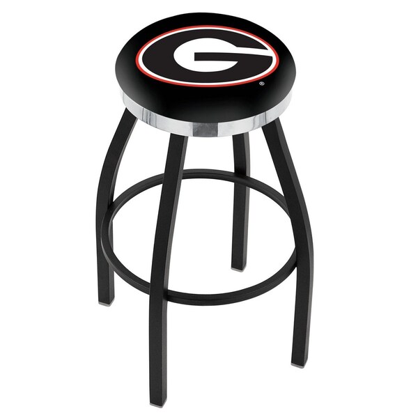 Holland Bar Stool Co 30" Blk Wrinkle Georgia "G" Swivel Bar Stool, Chrome Ring - L8B2C30GA-G