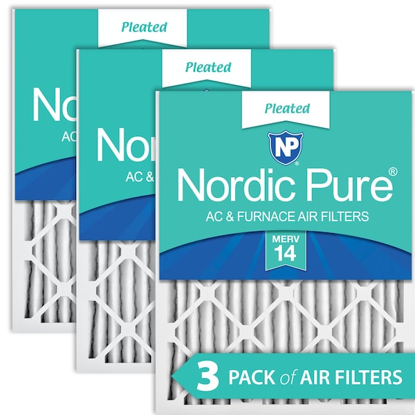 Nordic Pure 14x20x2 Pleated Air Filter, High Capacity, Electrostatically Charged Synthetic Media, MERV 14, 3 PK - 14X20X2M14-3