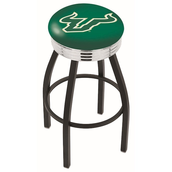 Holland Bar Stool Co 30" Blk Wrinkle South Florida Swivel Bar Stool, Chrome Ring - L8B3C30SOUFLA