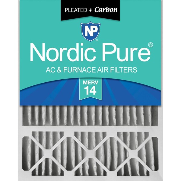 Nordic Pure 20x25x5 Plus Carbon Pleated Air Filter, High Capacity, MERV 14 - 20X25X5LXREDM14+C-1