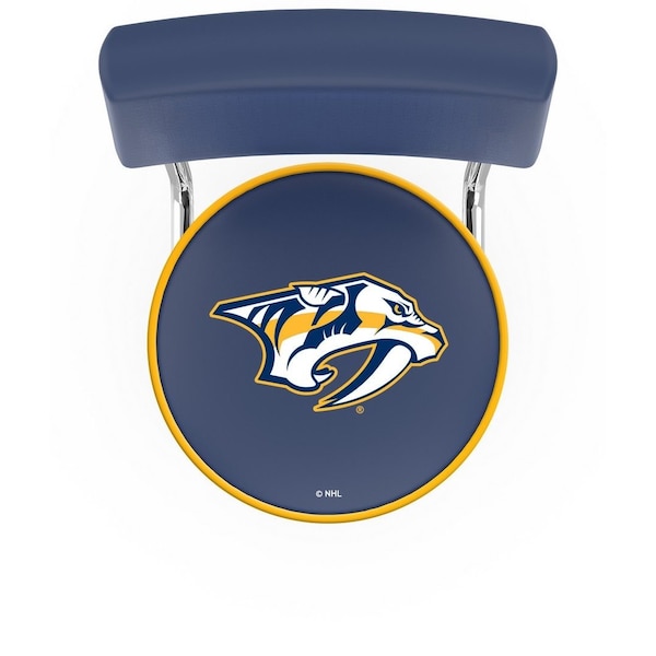 Holland Bar Stool Co 25" Chrome 2-Ring Nashville Predators Swivel Bar Stool, Back - L7C425NSHPRE