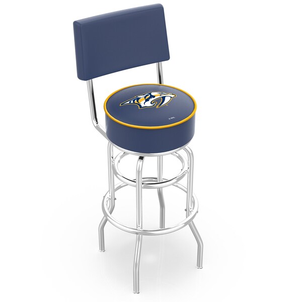 Holland Bar Stool Co 25" Chrome 2-Ring Nashville Predators Swivel Bar Stool, Back - L7C425NSHPRE