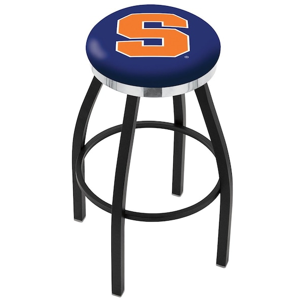 Holland Bar Stool Co 30" Blk Wrinkle Syracuse Swivel Bar Stool, Chrome Ring - L8B2C30SYRCSE