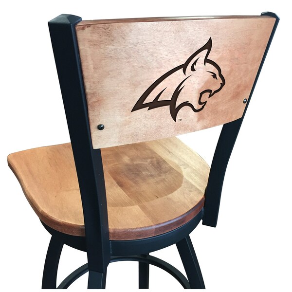 Holland Bar Stool Co 30" Blk Wrinkle Montana State Swivel Bar Stool, Laser Engraved Back - L03830BWMEDMPLAMONTSTMEDMPL