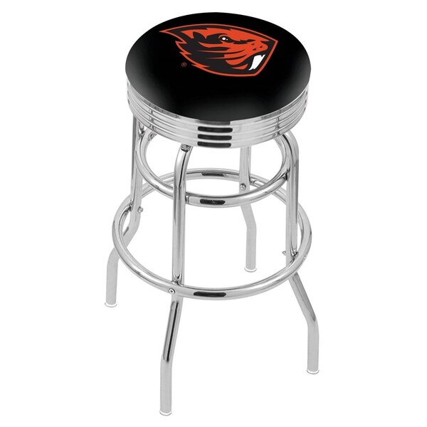 Holland Bar Stool Co 30" Chrome 2-Ring Oregon State Swivel Bar Stool, Accent Ring - L7C3C30OREGST
