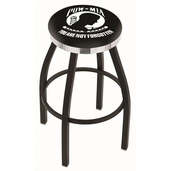 Holland Bar Stool Co 25" Blk Wrinkle POW/MIA Swivel Bar Stool, Chrome Ring - L8B2C25POWMIA