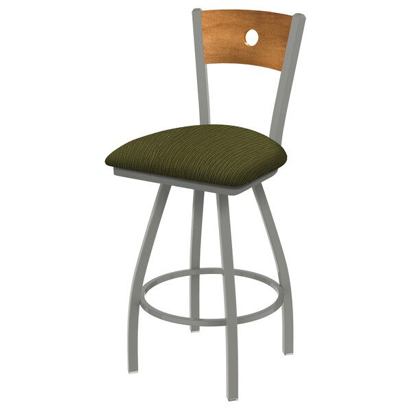 Holland Bar Stool Co 30" Swivel Counter Stool, SS Finish, Med Back, Graph Parrot Seat - 83036ANMEDMPLB015