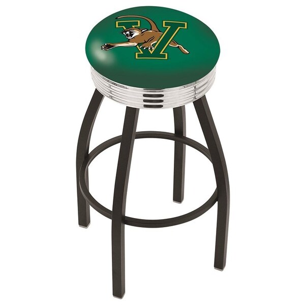 Holland Bar Stool Co 30" Blk Wrinkle Vermont Swivel Bar Stool, Chrome Ring - L8B3C30VERMNT