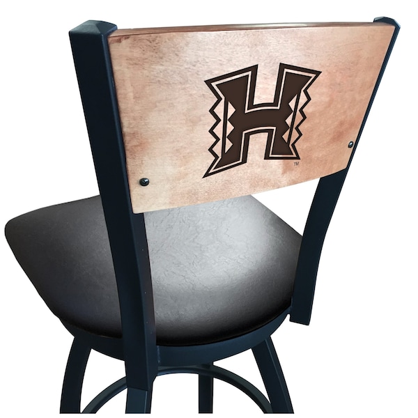 Holland Bar Stool Co 25" Blk Wrinkle Hawaii Swivel Bar Stool, Laser Engraved Back - L03825BWMEDMPLAHAWAIIBLKVINYL