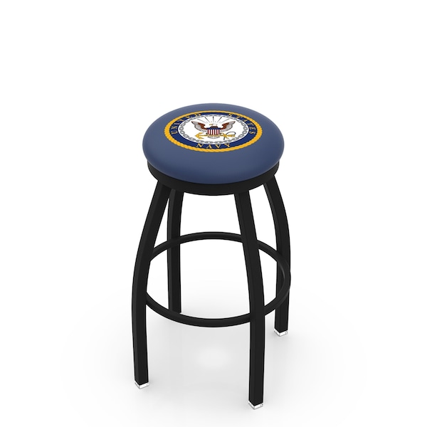 Holland Bar Stool Co 25" Blk Wrinkle U.S. Navy Swivel Bar Stool, Accent Ring - L8B2B25NAVY