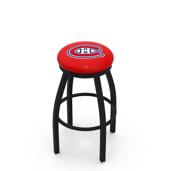 Holland Bar Stool Co 25" Blk Wrinkle Montreal Canadiens Swivel Bar Stool, Accent Ring - L8B2B25MONCAN