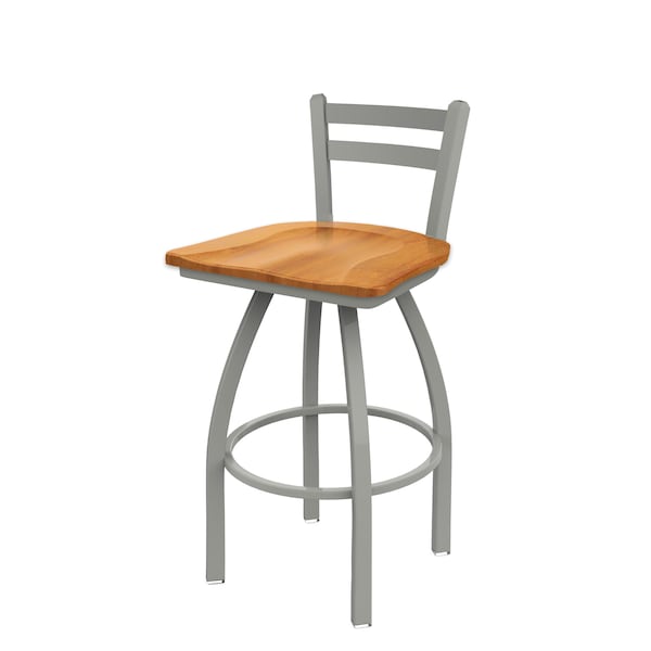 Holland Bar Stool Co 30" Low Back Swivel Bar Stool, Nickel Finish, Med Maple Seat - 41130ANMEDMPL