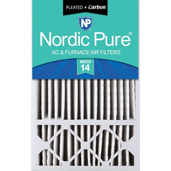 Nordic Pure 16x25x5 Plus Carbon Pleated Air Filter, High Capacity, MERV 14 - 16X25X5HM14+C-1