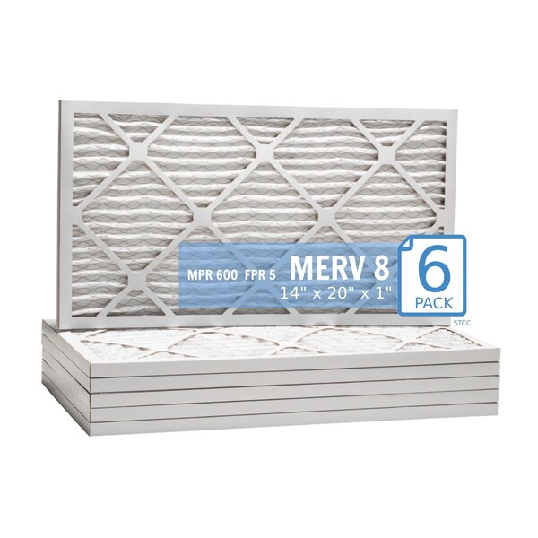 Purolator 14x20x1 Pleated Air Filter, MERV 8, 6 PK - 14X20X1X1 HI (6 PACK)