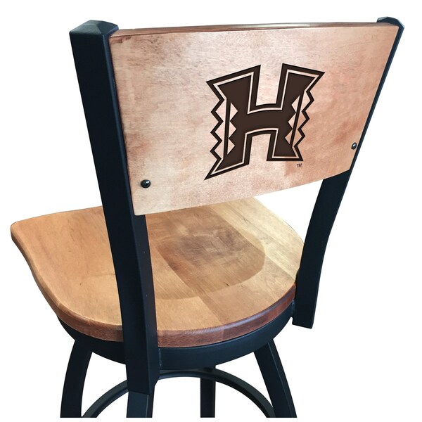 Holland Bar Stool Co 25" Blk Wrinkle Hawaii Swivel Bar Stool, Laser Engraved Back - L03825BWMEDMPLAHAWAIIMEDMPL