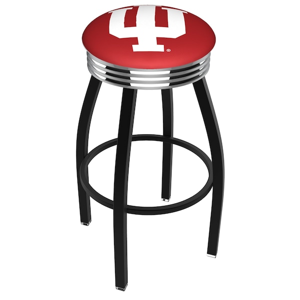 Holland Bar Stool Co 25" Blk Wrinkle Indiana Swivel Bar Stool, Chrome Ring - L8B3C25INDNAU