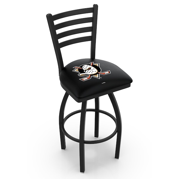 Holland Bar Stool Co 30" Blk Wrinkle Anaheim Ducks Swivel Bar Stool, Ladder Back - L01430ANADKS