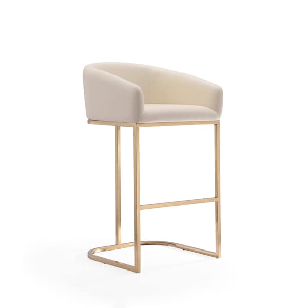 Manhattan Comfort Louvre Barstool in Cream and Titanium Gold - BS016-CR
