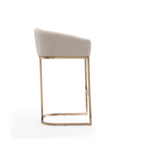 Manhattan Comfort Louvre Barstool in Cream and Titanium Gold - BS016-CR
