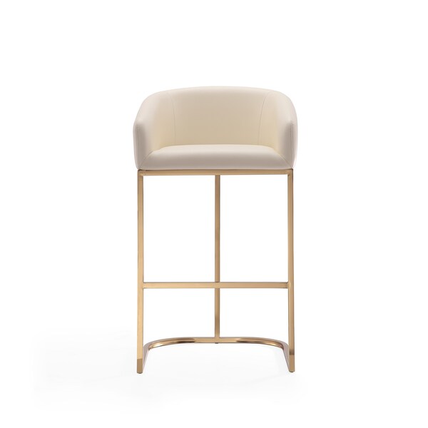Manhattan Comfort Louvre Barstool in Cream and Titanium Gold - BS016-CR