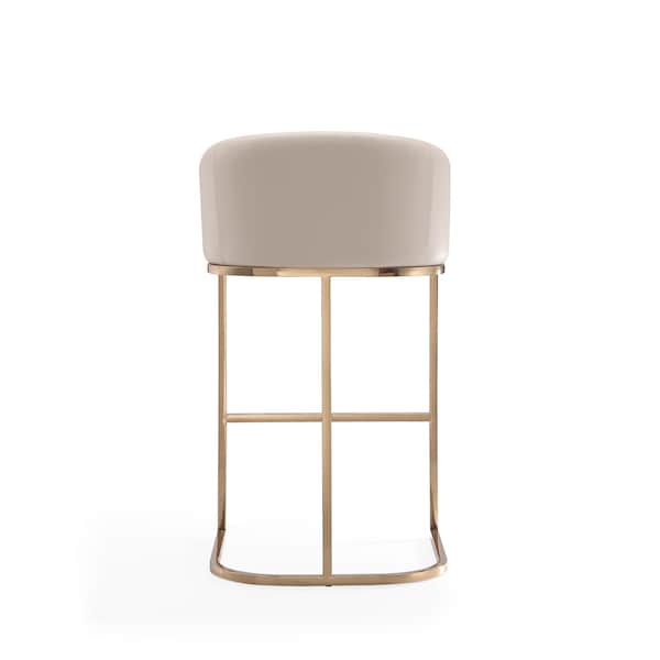 Manhattan Comfort Louvre Barstool in Cream and Titanium Gold - BS016-CR