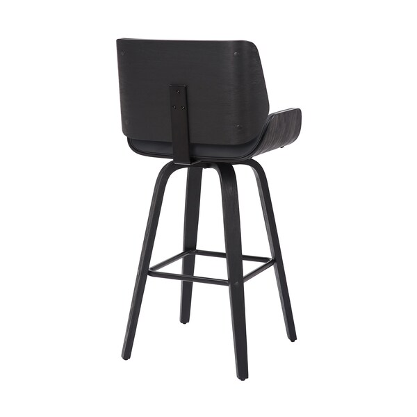 Armen Living Tyler 30" Bar Height Swivel Gray Faux Leather and Black Wood Bar Stool - LCTYBAGRBL30