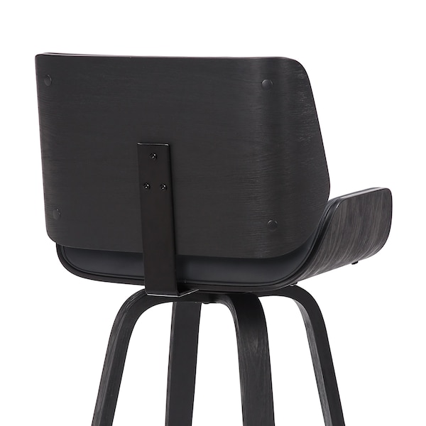Armen Living Tyler 30" Bar Height Swivel Gray Faux Leather and Black Wood Bar Stool - LCTYBAGRBL30