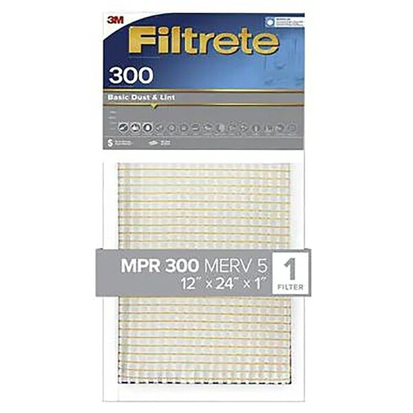 Filtrete Air Filter, 12 in L, 24 in W, 5 MERV, 300 MPR - BA20-4