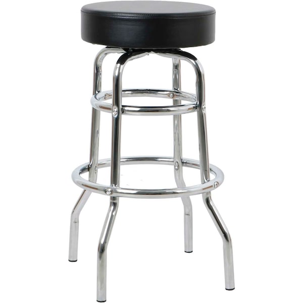 Interion By Global Industrial Interion Antimicrobial Bonded Leather Swivel Barstool, 30inH, Black - 695726-AM