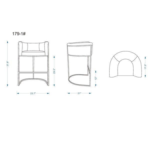 Manhattan Comfort Cosmopolitan Barstool in Pebble and Black (Set of 3) - 3-BS015-PE