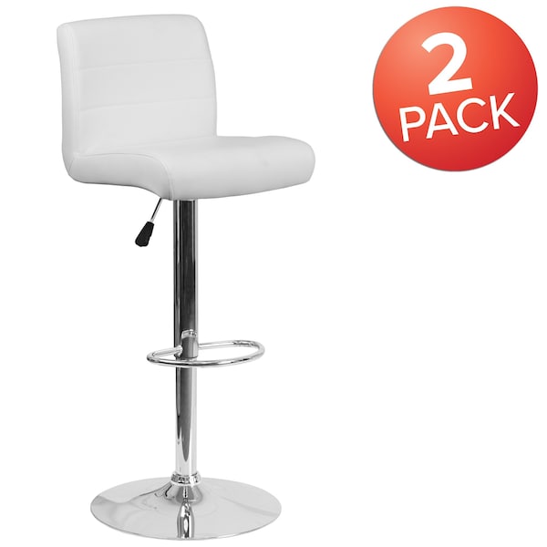 Flash Furniture White Vinyl Barstool, PK2 - 2-DS-8101B-WH-GG