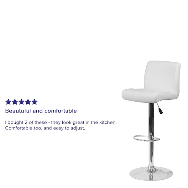 Flash Furniture White Vinyl Barstool, PK2 - 2-DS-8101B-WH-GG