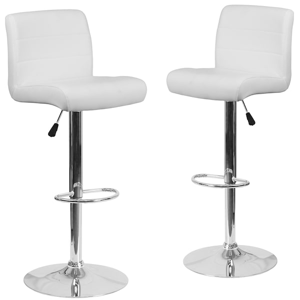 Flash Furniture White Vinyl Barstool, PK2 - 2-DS-8101B-WH-GG
